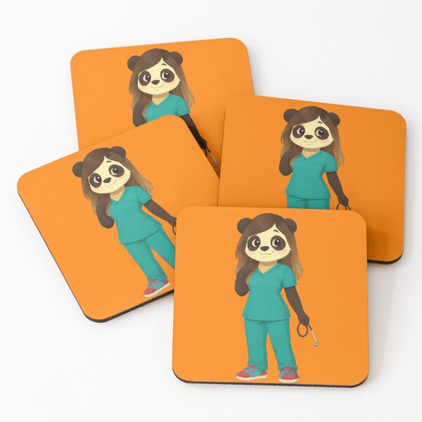 Item preview, Cute Panda Nurse with Stethoscope and Green Scrubs Cartoon designed and sold by Urban-InkStudio.