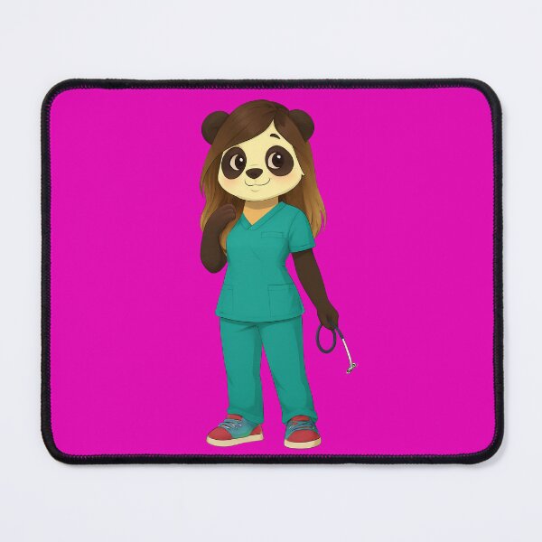 Item preview, Cute Panda Nurse with Stethoscope and Green Scrubs Cartoon designed and sold by Urban-InkStudio.