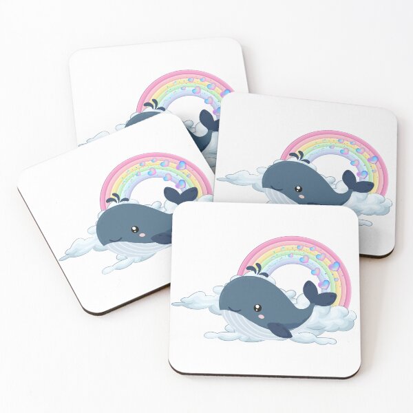 Item preview,  Cheerful Whale - Cute Blue Whale in the Clouds with Rainbow designed and sold by Love3Happy.