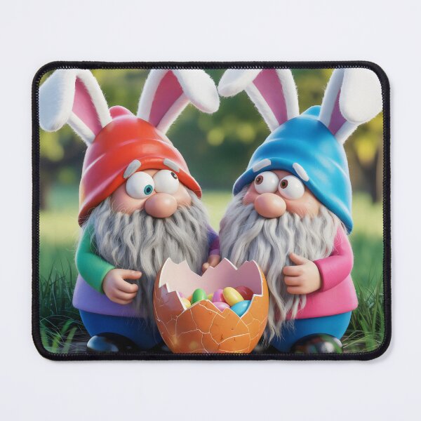 Item preview, Funny Easter Gnomes with Broken Chocolate Egg and Bunny Ears Art designed and sold by SplashTastic.