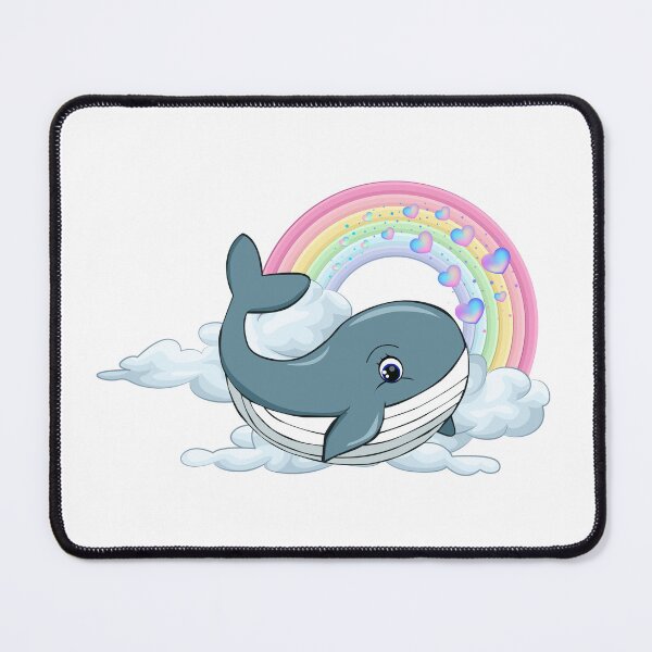 Item preview, Dreamy Whale - Cute Blue Whale in Clouds with Pastel Rainbow designed and sold by Love3Happy.