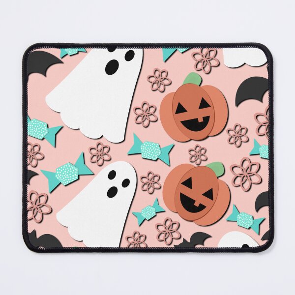 Item preview, Pastel Halloween Seamless Pattern (Cute Ghosts Pumpkins Bats + Candy) designed and sold by hollymackinnonart.