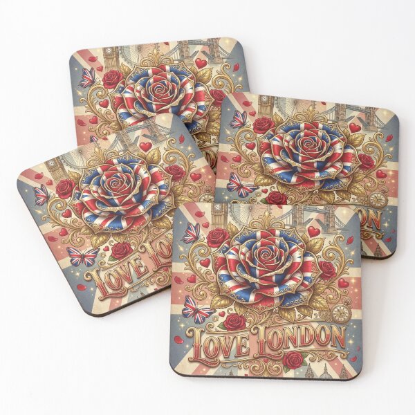 Item preview, Ornate Union Jack Rose Love London Vintage Art designed and sold by DGtaLrtcom.