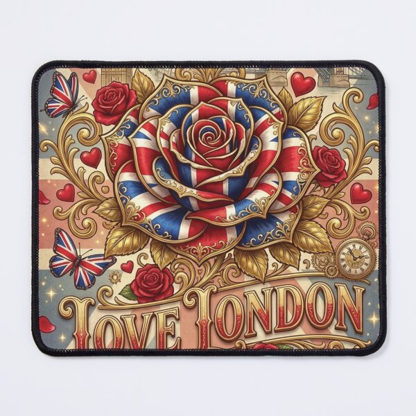 Item preview, Ornate Union Jack Rose Love London Vintage Art designed and sold by DGtaLrtcom.