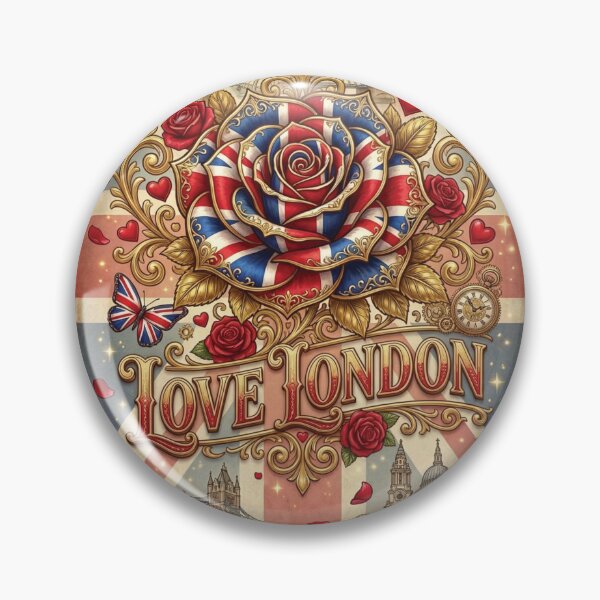 Item preview, Ornate Union Jack Rose Love London Vintage Art designed and sold by DGtaLrtcom.