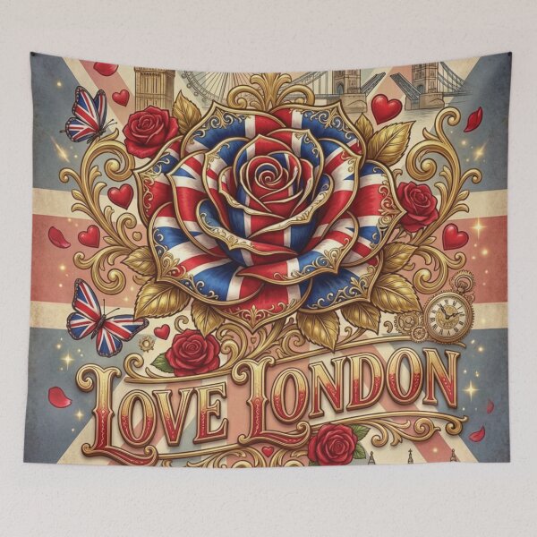 Item preview, Ornate Union Jack Rose Love London Vintage Art designed and sold by DGtaLrtcom.