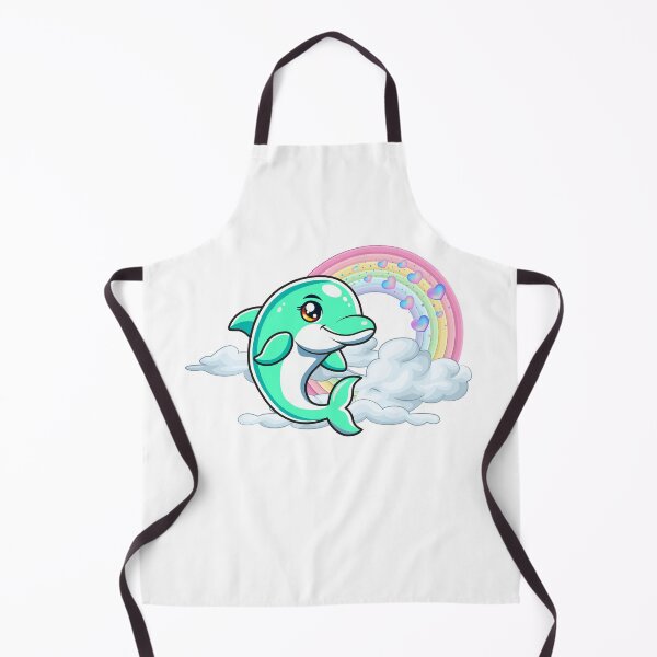 Item preview, Leaping Dolphin - Cute Turquoise Dolphin Jumping Through Clouds with Rainbow designed and sold by Love3Happy.