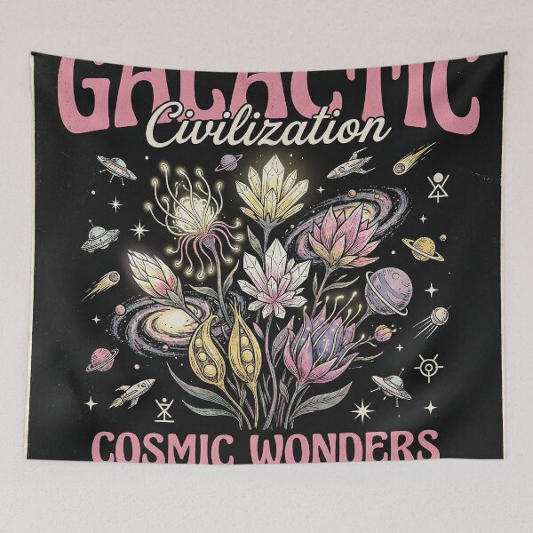 Item preview, Galactic Civilization Cosmic Wonders Retro Sci-Fi Floral designed and sold by zzz888.