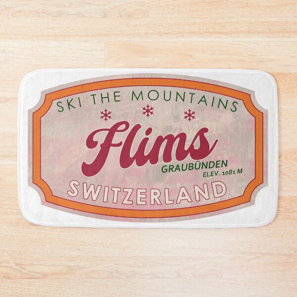 Item preview, Flims, Switzerland, Graubünden, Ski, textured skiing badge designed and sold by Wanderful-roads.