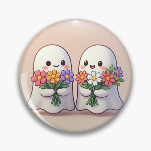 Item preview, Love That Never Haunts – Cute Ghosts with Flowers designed and sold by ChibiBloom.