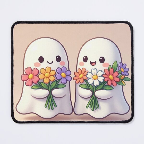 Item preview, Love That Never Haunts – Cute Ghosts with Flowers designed and sold by ChibiBloom.