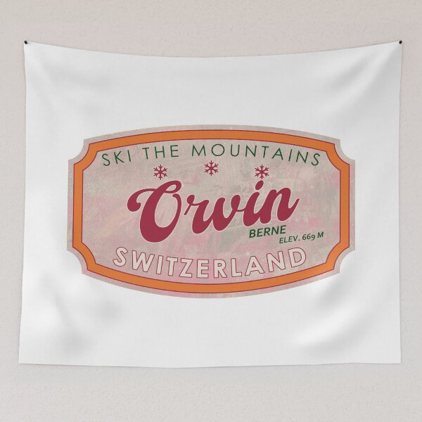 Item preview, Orvin, Switzerland, Berne, Ski, textured skiing badge designed and sold by Wanderful-roads.