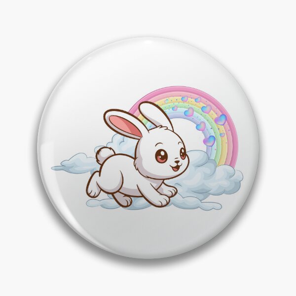 Item preview, Jumping Bunny - Cute White Rabbit on a Cloud with Rainbow and Hearts designed and sold by Love3Happy.