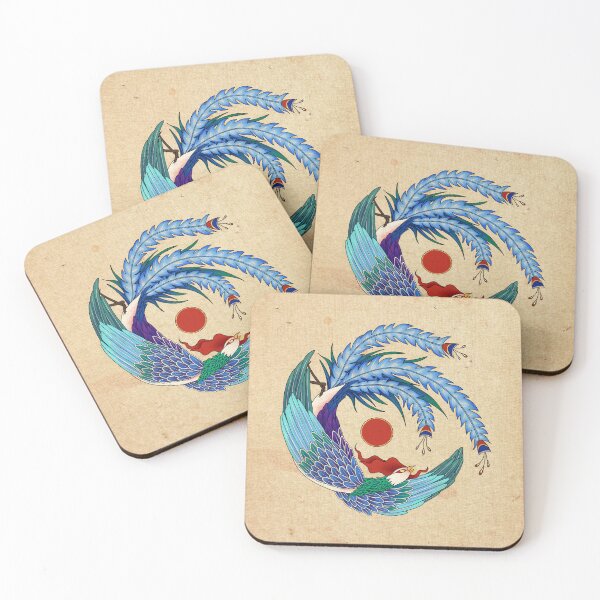 Item preview, Blue Phoenix with Crimson Sun (Traditional Beige)  designed and sold by QamarART Paintings.