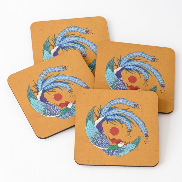 Item preview, Blue Phoenix with Crimson Sun (Sunset Orange)  designed and sold by QamarART Paintings.