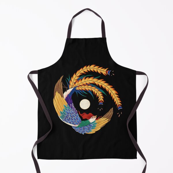 Item preview, Red Phoenix with Silver Moon (Obsidian Black) designed and sold by QamarART Paintings.