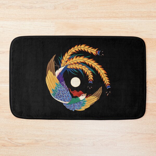 Item preview, Red Phoenix with Silver Moon (Obsidian Black)  designed and sold by QamarART Paintings.