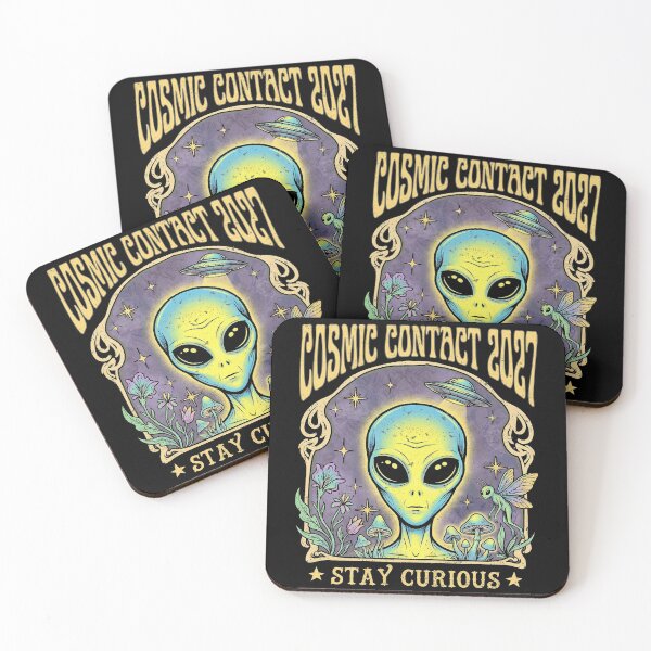 Item preview, Cosmic Contact 2027 Alien Stay Curious Art Nouveau designed and sold by zzz888.