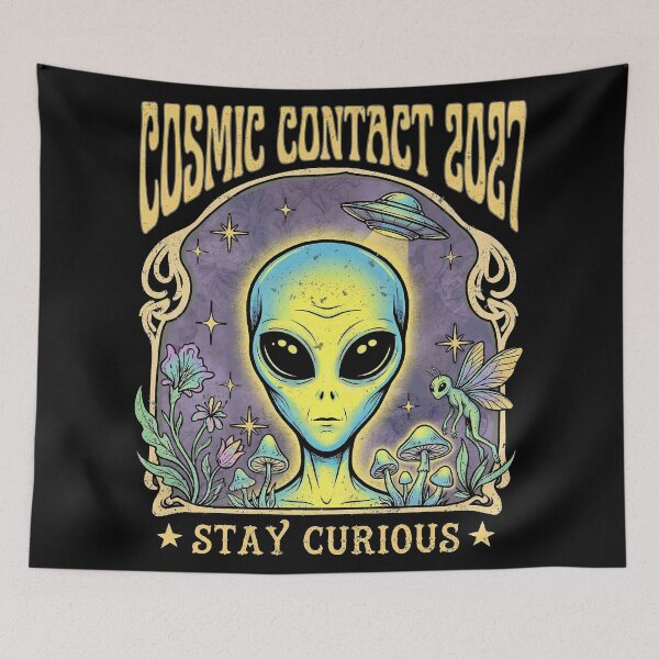 Item preview, Cosmic Contact 2027 Alien Stay Curious Art Nouveau designed and sold by zzz888.