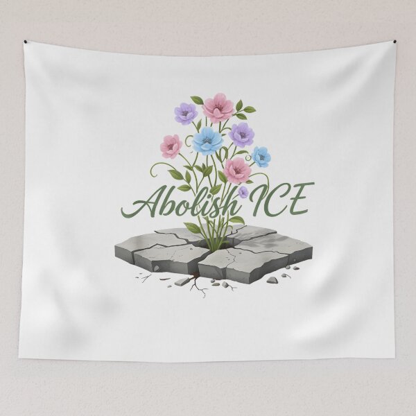 Item preview, Abolish ICE Floral Protest T-Shirt – Flowers Through Concrete Activist Art designed and sold by ZyxDes.