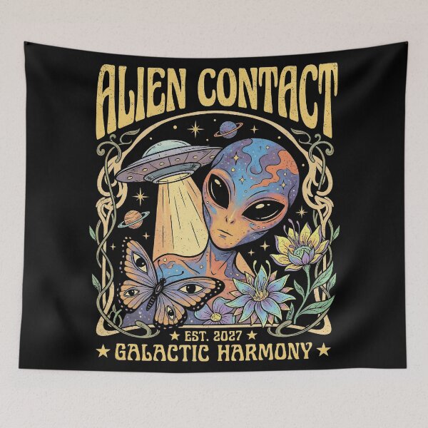 Item preview, Alien Contact Galactic Harmony Est 2027 Psychedelic Art Nouveau designed and sold by zzz888.