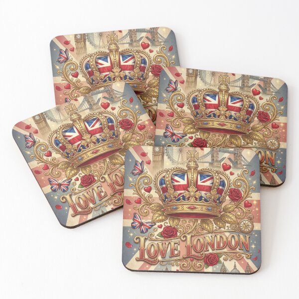 Item preview, Ornate Royal Union Jack Crown Love London Art designed and sold by DGtaLrtcom.
