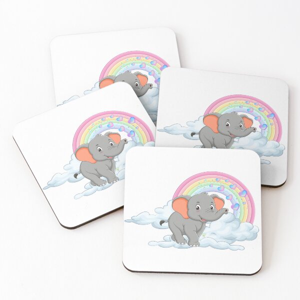 Item preview, Friendly Elephant - Cute Grey Elephant on a Cloud with Pastel Rainbow designed and sold by Love3Happy.