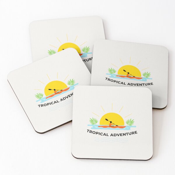Item preview, Tropical Adventure Kayak Sunset Kayaker Summer Vacation Art designed and sold by SplashTastic.