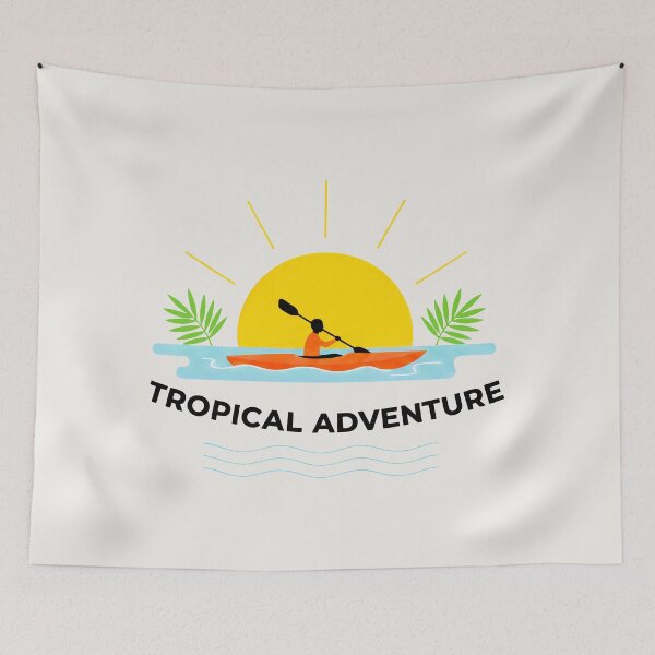 Item preview, Tropical Adventure Kayak Sunset Kayaker Summer Vacation Art designed and sold by SplashTastic.