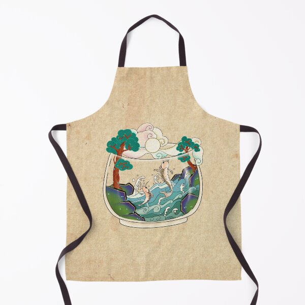 Item preview, Terrarium Yak Ri Do Carp Jumping (Teal Rock and Moon) designed and sold by QamarART Paintings.