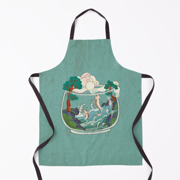 Item preview, Terrarium Yak Ri Do Carp Jumping (Teal Rock Moon Pale Green) designed and sold by QamarART Paintings.