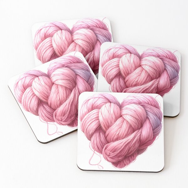 Item preview, Pink Yarn Heart Illustration – Cozy Knitting Love Aesthetic Art designed and sold by Beamiverse.