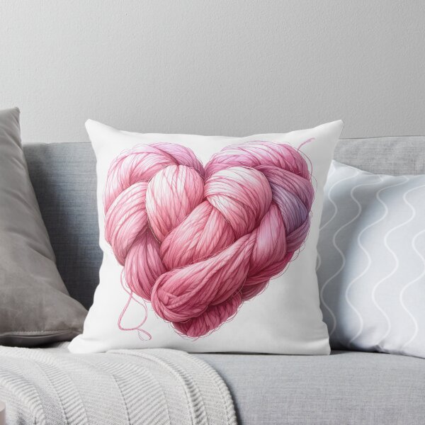 Item preview, Pink Yarn Heart Illustration – Cozy Knitting Love Aesthetic Art designed and sold by Beamiverse.