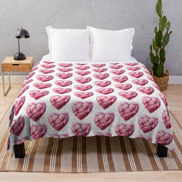 Item preview, Pink Yarn Heart Illustration – Cozy Knitting Love Aesthetic Art designed and sold by Beamiverse.