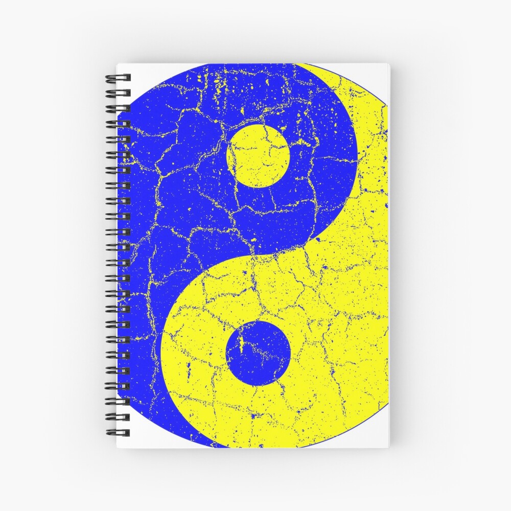 Blue and Yellow Chinese Yin Yang Symbol Spiral Notebook