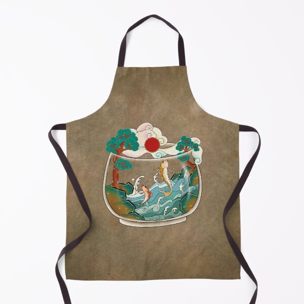 Item preview, Terrarium Yak Ri Do Carp Jumping (Brown Rock Sun Raw Umber) designed and sold by QamarART Paintings.