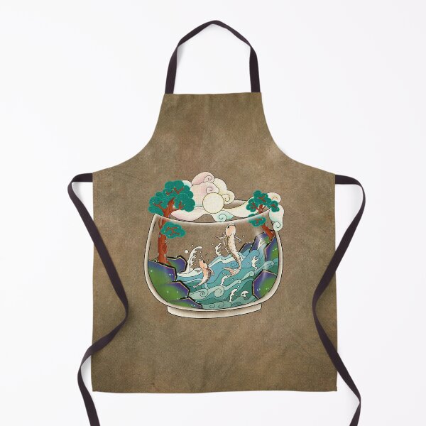 Item preview, Terrarium Yak Ri Do Carp Jumping (Teal Rock Moon Raw Umber)  designed and sold by QamarART Paintings.