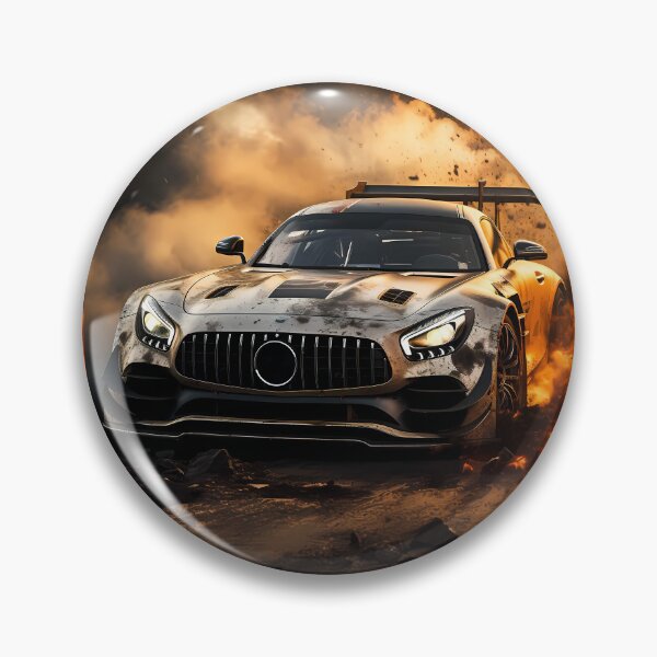 Item preview, Battle Scarred Silver Race Car Bursting Flames Through Rocky Terrain designed and sold by RevUpDesign.