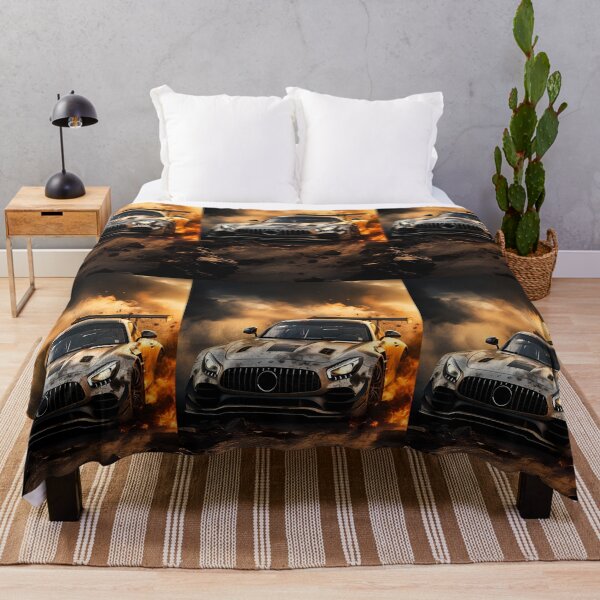 Item preview, Battle Scarred Silver Race Car Bursting Flames Through Rocky Terrain designed and sold by RevUpDesign.