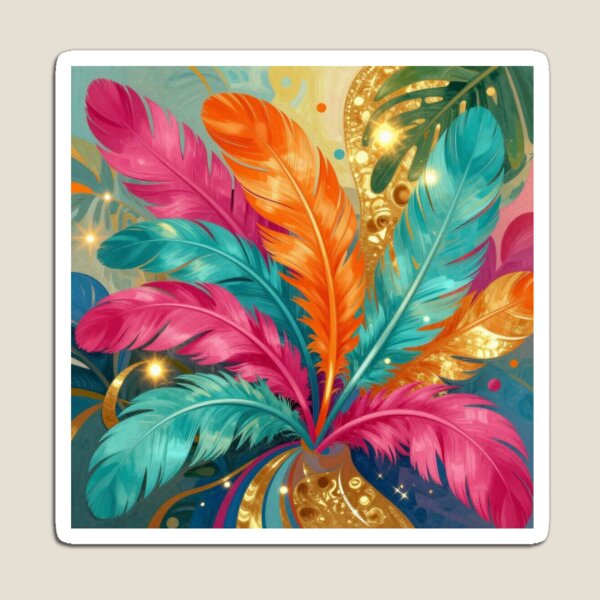 Item preview, Plumas coloridas de carnaval brasileño – ilustración abstracta designed and sold by MOMENTOS Y MAS .