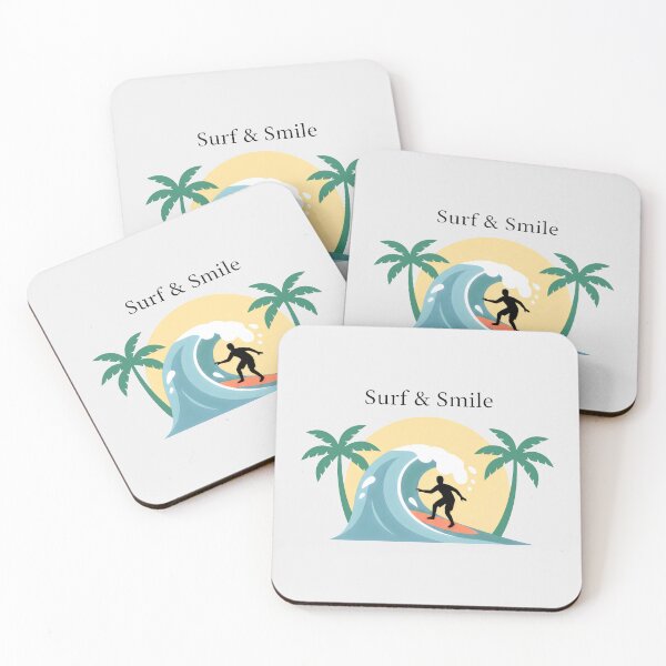 Item preview, Surf and Smile Tropical Ocean Wave Surfer Summer Paradise Art designed and sold by SplashTastic.
