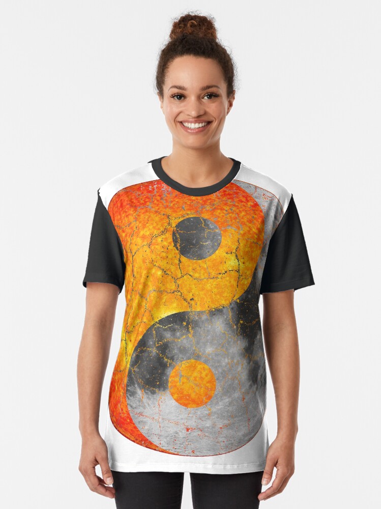 Alternate view of Sun and Moon Chinese Yin Yang Symbol Graphic T-Shirt