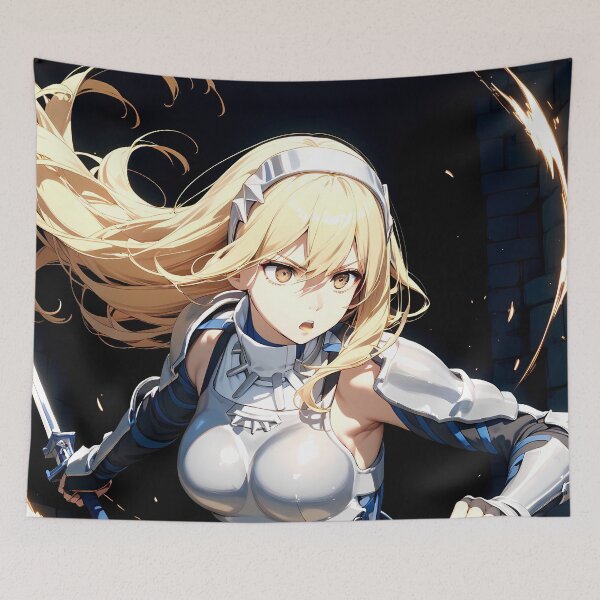 Item preview, Ais Wallenstein Danmachi Anime Fantasy Warrior Combat Shadows Light designed and sold by Tokyonomad.