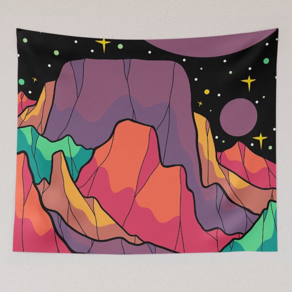 Item preview, Colorful Space Landscape with Planets designed and sold by Swadeillustrations.