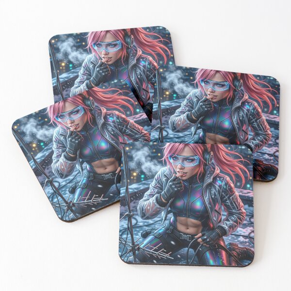 Item preview, Cathrynedelamort Cyber Cat Girl Rooftop Snow designed and sold by CathryneDelamort.