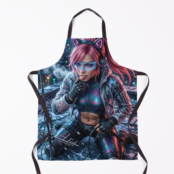 Item preview, Cathrynedelamort Cyber Cat Girl Rooftop Snow designed and sold by CathryneDelamort.