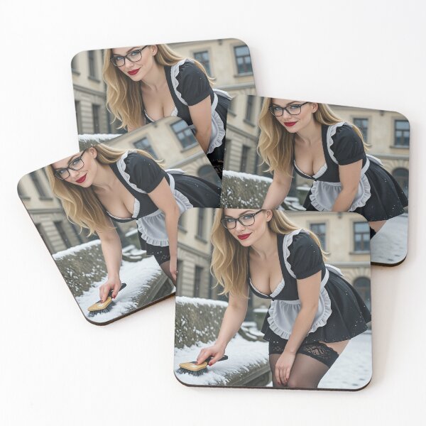 Item preview, Ilya Maid Sweeping Snow on Bench designed and sold by CathryneDelamort.