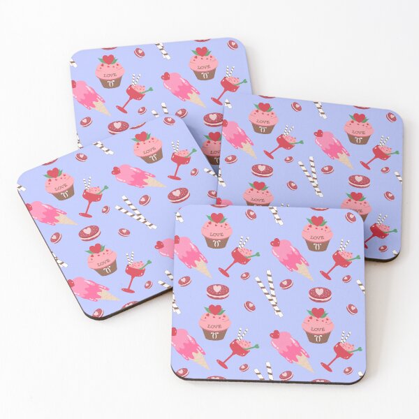 Item preview, Sweet Valentine Desserts Seamless Pattern on Pastel Blue designed and sold by SulariTDsign.
