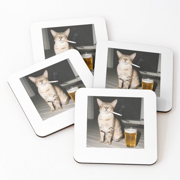 Item preview, Funny Cat Smoking and Drinking Beer designed and sold by JacobKotai.