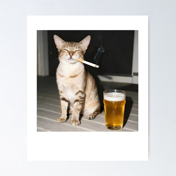 Item preview, Funny Cat Smoking and Drinking Beer designed and sold by JacobKotai.